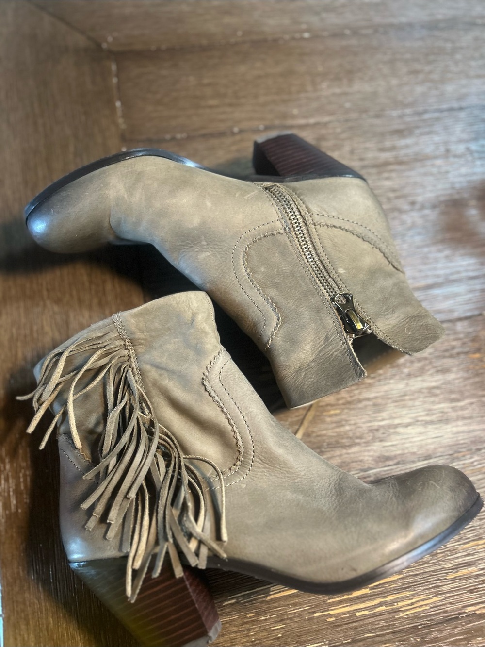 Sam Edelman leather fringe boots size 10 wide - Picture 7 of 12